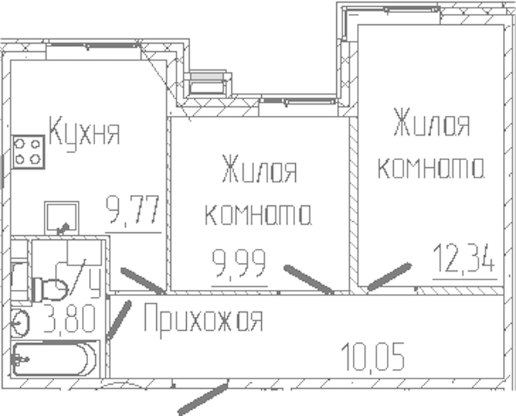 2-комнатная квартира 45.95 м², 2/6 эт., ЖК «SERTOLOVO PARK»